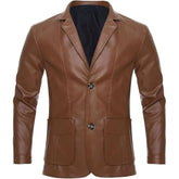 Hellbraune Bikerjacke aus Kunstleder für Herren